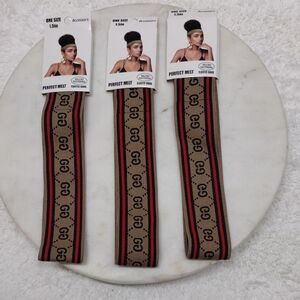 Elastic Band One Side 1.5" Wide x 21.5" Long With Decorative Print- Bundle of 3